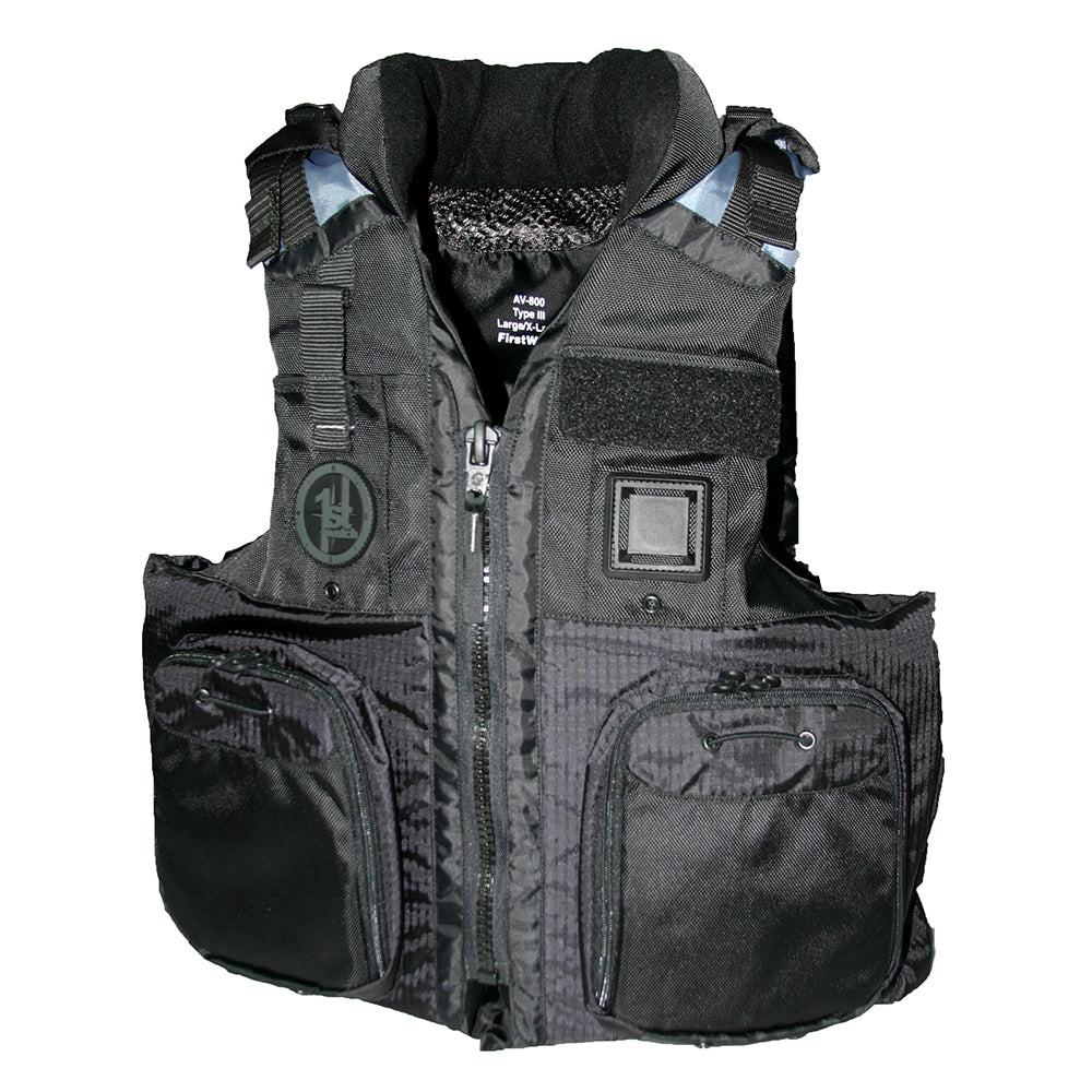 First Watch AV800 Four Pocket Flotation Vest  Black  Large to XL AV800BKLXL