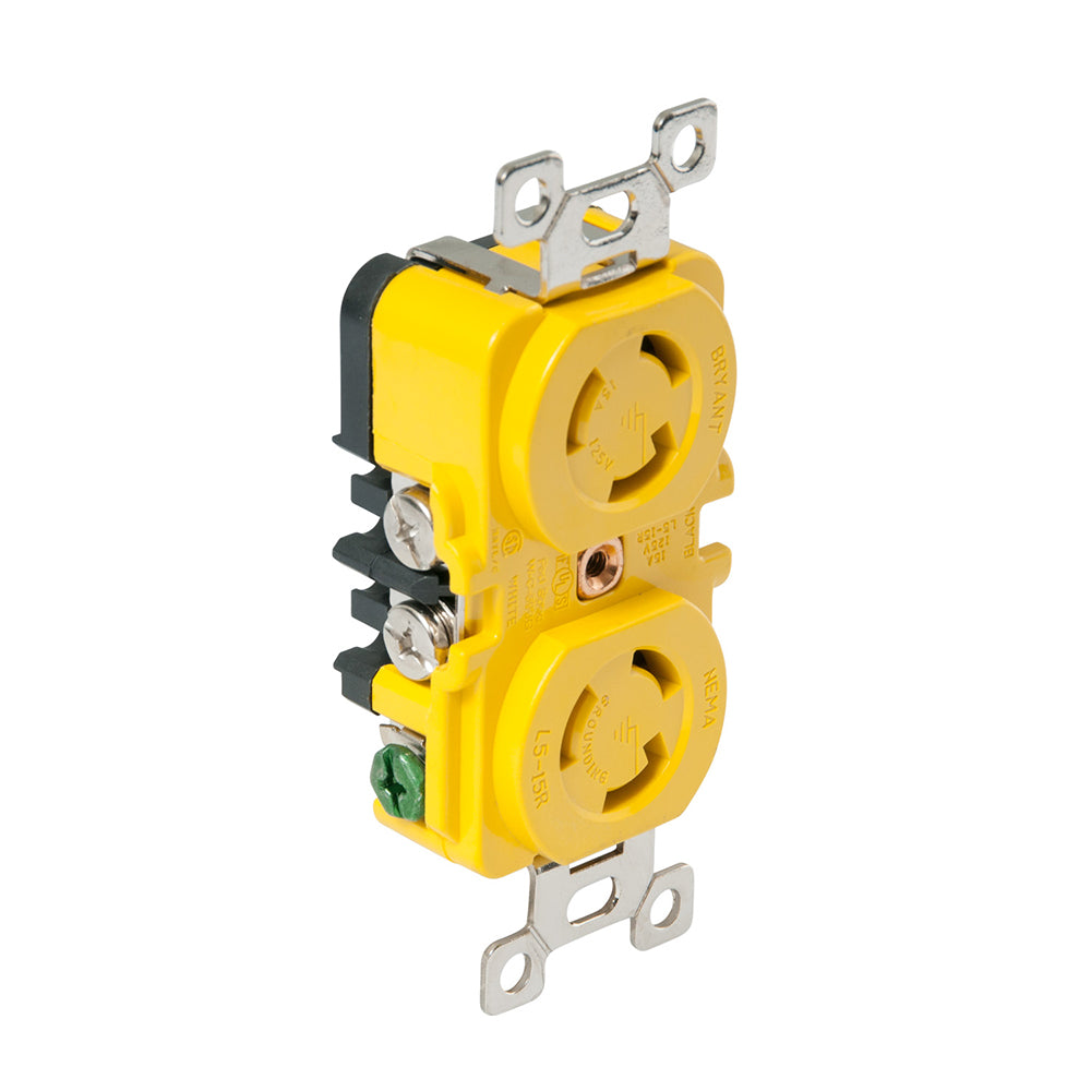 Marinco Locking Receptacle  15A 125V  Yellow 4700CR