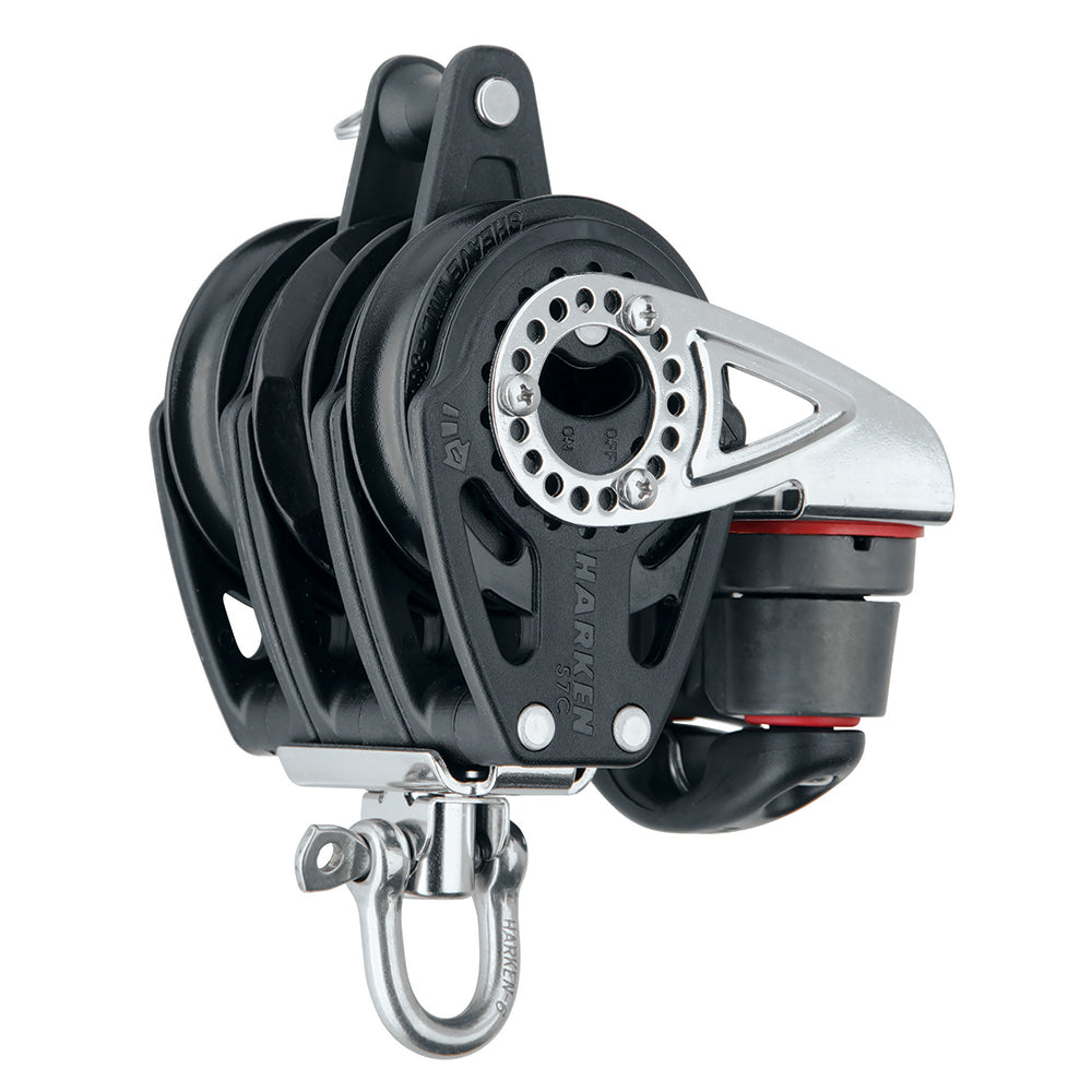 Harken 57mm Triple Carbo Block  Swivel Becket Cam Cleat 2141