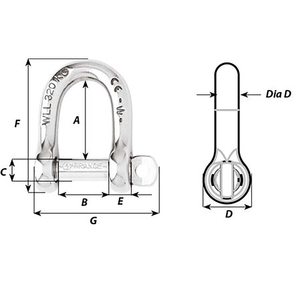 Wichard SelfLocking D Shackle  Diameter 5mm  316 01202