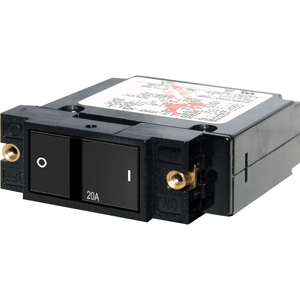 Blue Sea 7404 Single Pole Small Case 2 Flat Rocker Circuit Breaker    20 Amp 7404