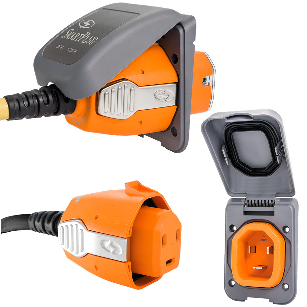 SmartPlug 30 AMP Inlet  Female Cord Connector Combo  Grey B30ASSYPG