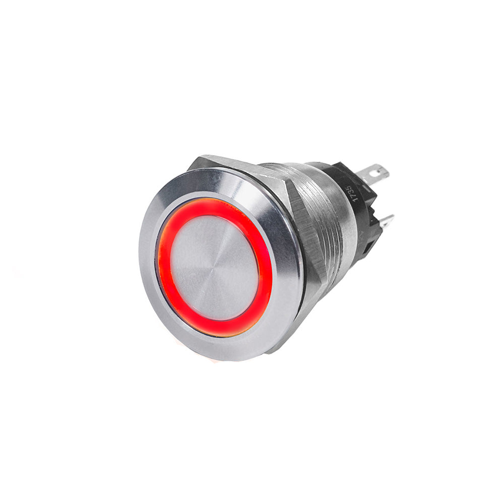 Blue Sea 4163 SS Push Button Switch  OffOn  Red  10A 4163