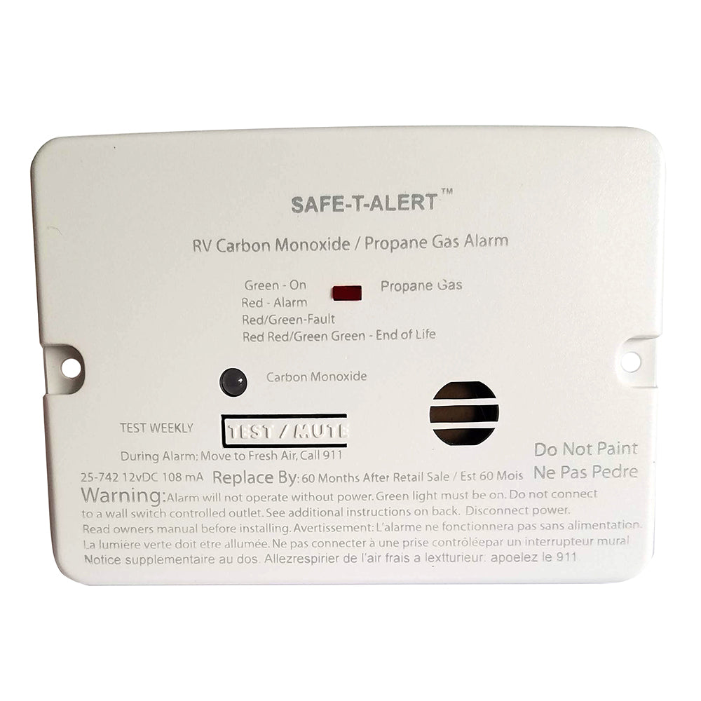 SafeTAlert Combo Carbon Monoxide Propane Alarm  Flush Mount  Mini  White 25742WHT