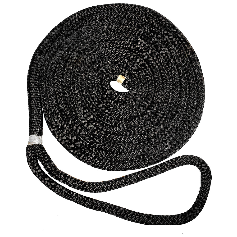 New England Ropes 38 Double Braid Dock Line  Black  15 C50541200015