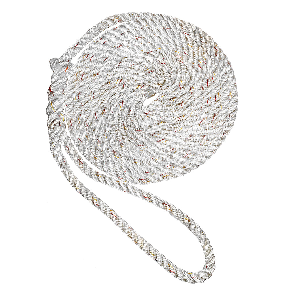 New England Ropes 34 Premium 3Strand Dock Line  White wTracer  25 C60502400025