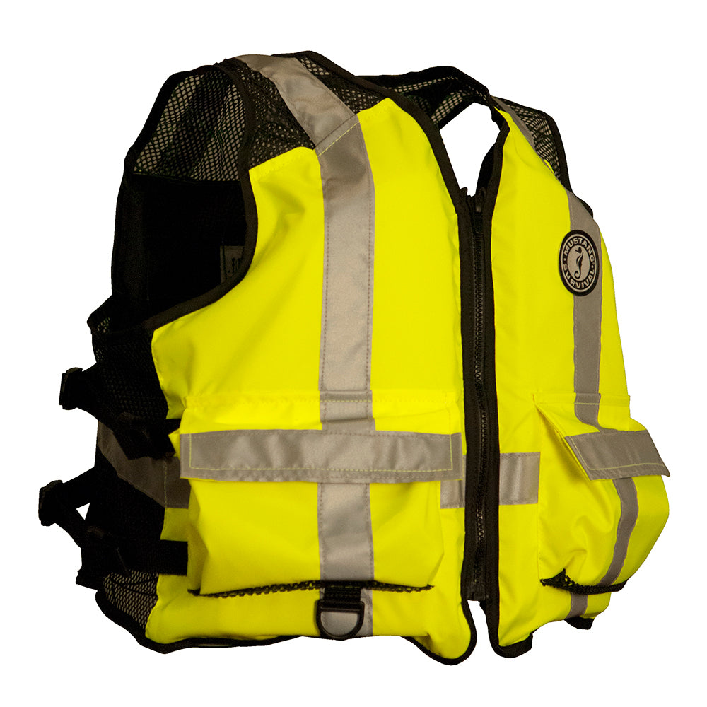 Mustang High Visibility Industrial Mesh Vest  Fluorescent YellowGreenBlack  4XL5XL MV1254T32394XL5XL216