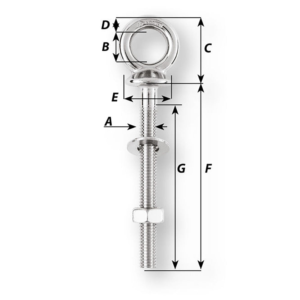 Wichard Eye Bolt  M12 x 175mm  Length 120mm 06497