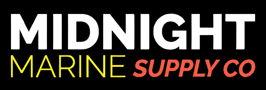 Midnight Marine Supply Co logo with 'MARINE' in yellow and 'SUPPLY CO' in red on a white background